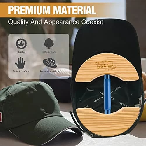 Tang's Wooden Hat Stretcher for Fitted Hats, Large Blue | Adjustable Turn Buckle Hat Shaper thumbnail 3