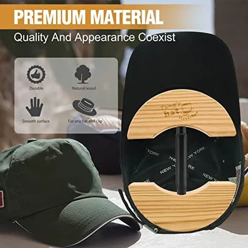 Tang's Black Wooden Hat Stretcher for Fitted Hats, Adjustable Turn Buckle, Large (7.28-9.84") | Keeps Hats in Original Shape thumbnail 3