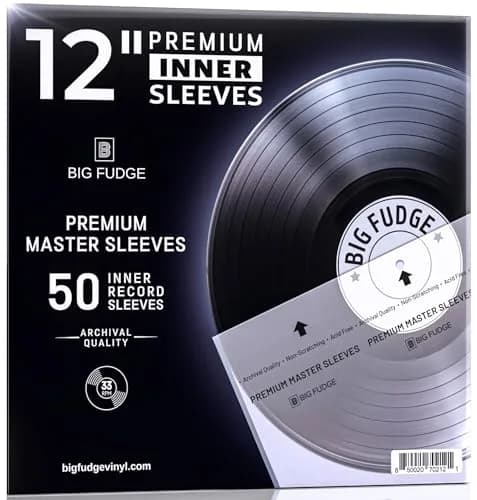 Big Fudge 12" Vinyl Record Sleeves - Premium Inner Sleeves 50 Pack - Acid Free, Anti Static, Dust & Scratch Protection thumbnail 1
