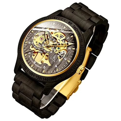 IK COLOURING Men's Luxury Mechanical Wooden Watch | 44mm Case, 22mm Band thumbnail 1
