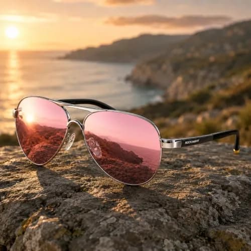 ROCKNIGHT Polarized Aviator Sunglasses Men Women UV400 Metal Frame Driving | Classic Fashion Aviator Style thumbnail 8