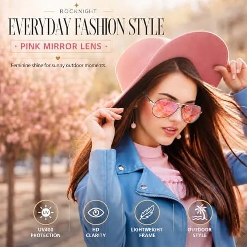 ROCKNIGHT Polarized Aviator Sunglasses Men Women UV400 Metal Frame Driving | Classic Fashion Aviator Style thumbnail 2
