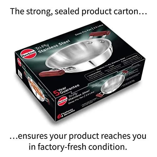 Hawkins Tri-Ply Stainless Steel Deep Fry Pan Kadai 2.5 Litre (9.1 cm Height) | Induction Compatible thumbnail 4