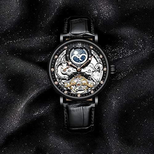 IK COLOURING Men's Luxury Skeleton Automatic Mechanical Wrist Watch 44mm (Black) | Self-Winding Movement thumbnail 7