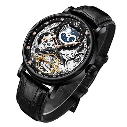 IK COLOURING Men's Luxury Skeleton Automatic Mechanical Wrist Watch Gold 42mm (1.65 in) — black
