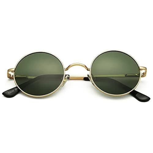 Pro Acme Small Round Polarized Sunglasses for Men Women Circle Retro Shades Metal Hippie Sunglasses UV400 (Gold Frame/G15 Green Lens) | Polarized UV400 Protection thumbnail 1