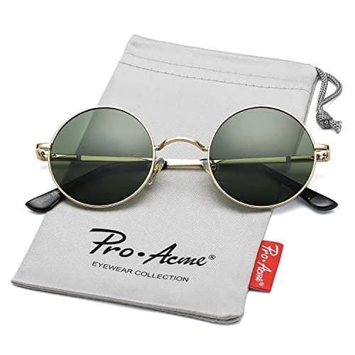 Pro Acme Small Round Polarized Sunglasses for Men Women Circle Retro Shades Metal Hippie Sunglasses UV400 (Gold Frame/G15 Green Lens) | Polarized UV400 Protection thumbnail 7