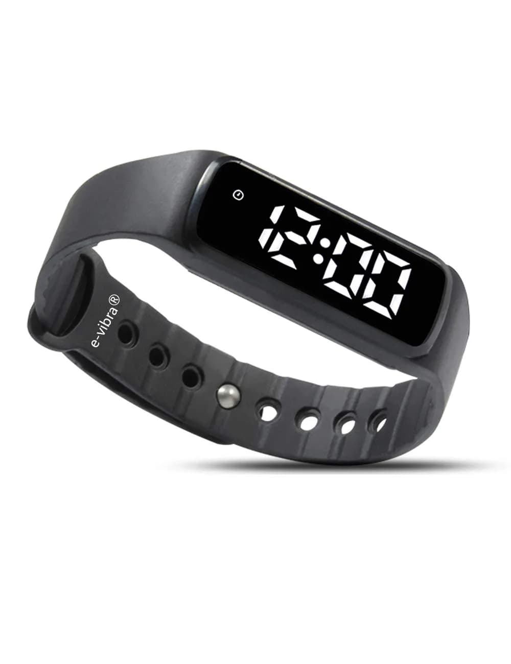 e-vibra Potty Training & Reminder Watch 4-7 Inch Silicone Strap Discreet Vibrating Alarm — Black
