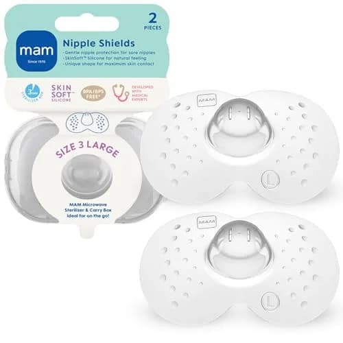 MAM Nipple Shields for Breastfeeding Large 23mm, 2 Pack | Developed with Lactation Experts for Latch Assistance thumbnail 1