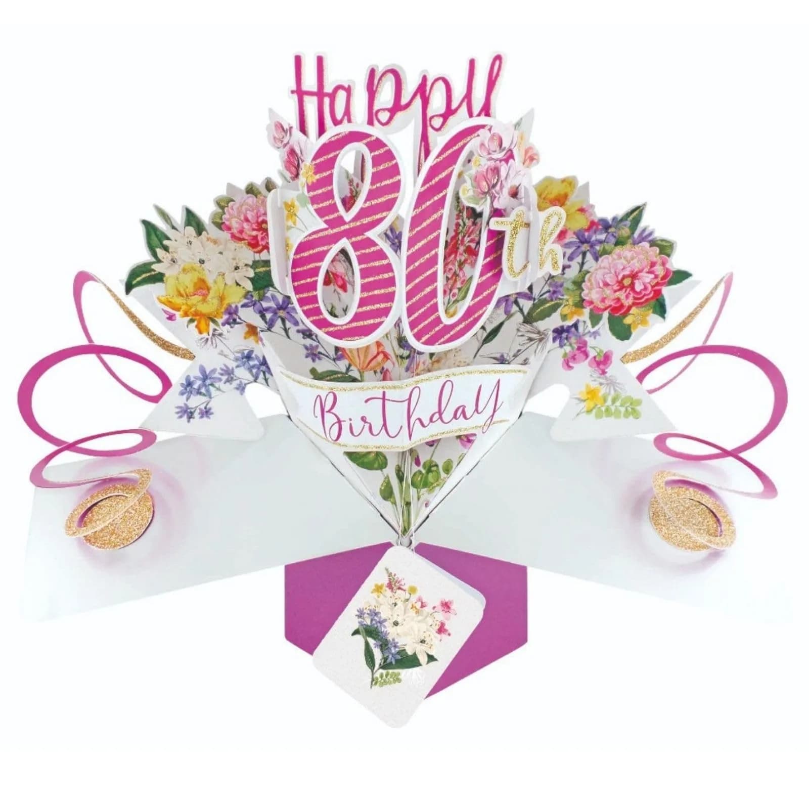 Second Nature Pop Ups Happy 80th Birthday Pop-Up Greeting Card 21cm x 25cm | 3D Elastic Trigger