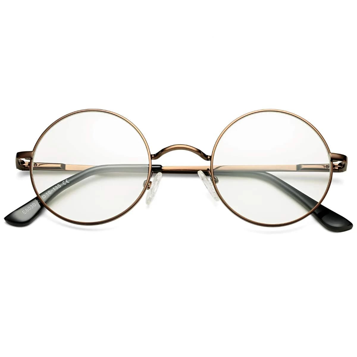 Pro Acme Retro Round Clear Lens Glasses with Bronze Metal Frame & Clear Lenses (A4) - main product image