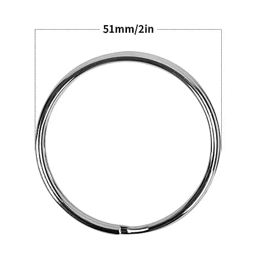 Newflager 2 Inch Flat Key Rings - Large Split Key Rings - Silver Steel - Sturdy Circular Keychain Connectors (Pack of 10) thumbnail 2
