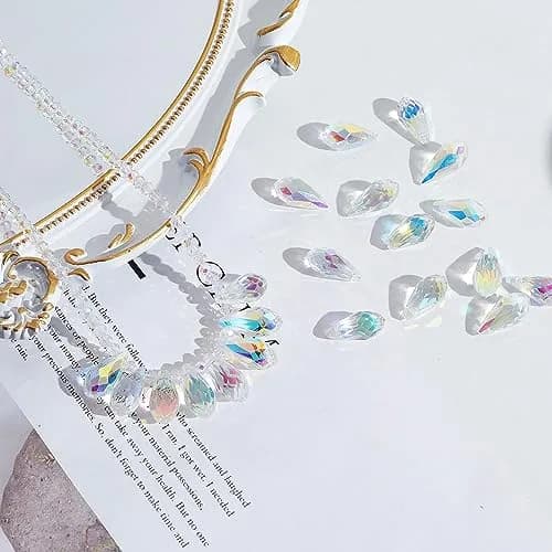 LONGWIN 36pcs AB Teardrop Crystal Beads 10x20mm | Faceted Glass Beads for Jewelry Making thumbnail 4