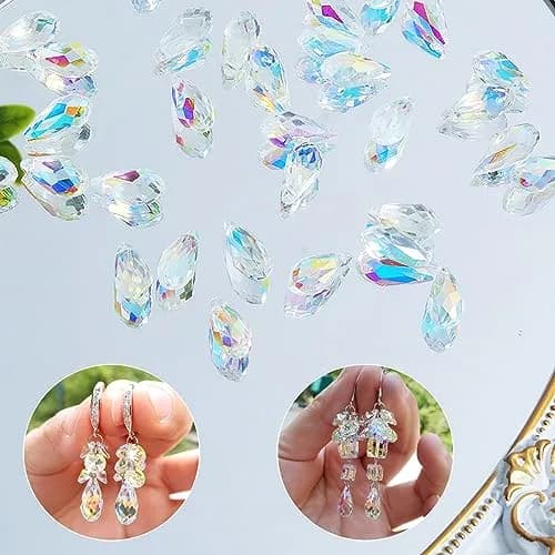 LONGWIN 36pcs AB Teardrop Crystal Beads 10x20mm | Faceted Glass Beads for Jewelry Making thumbnail 7