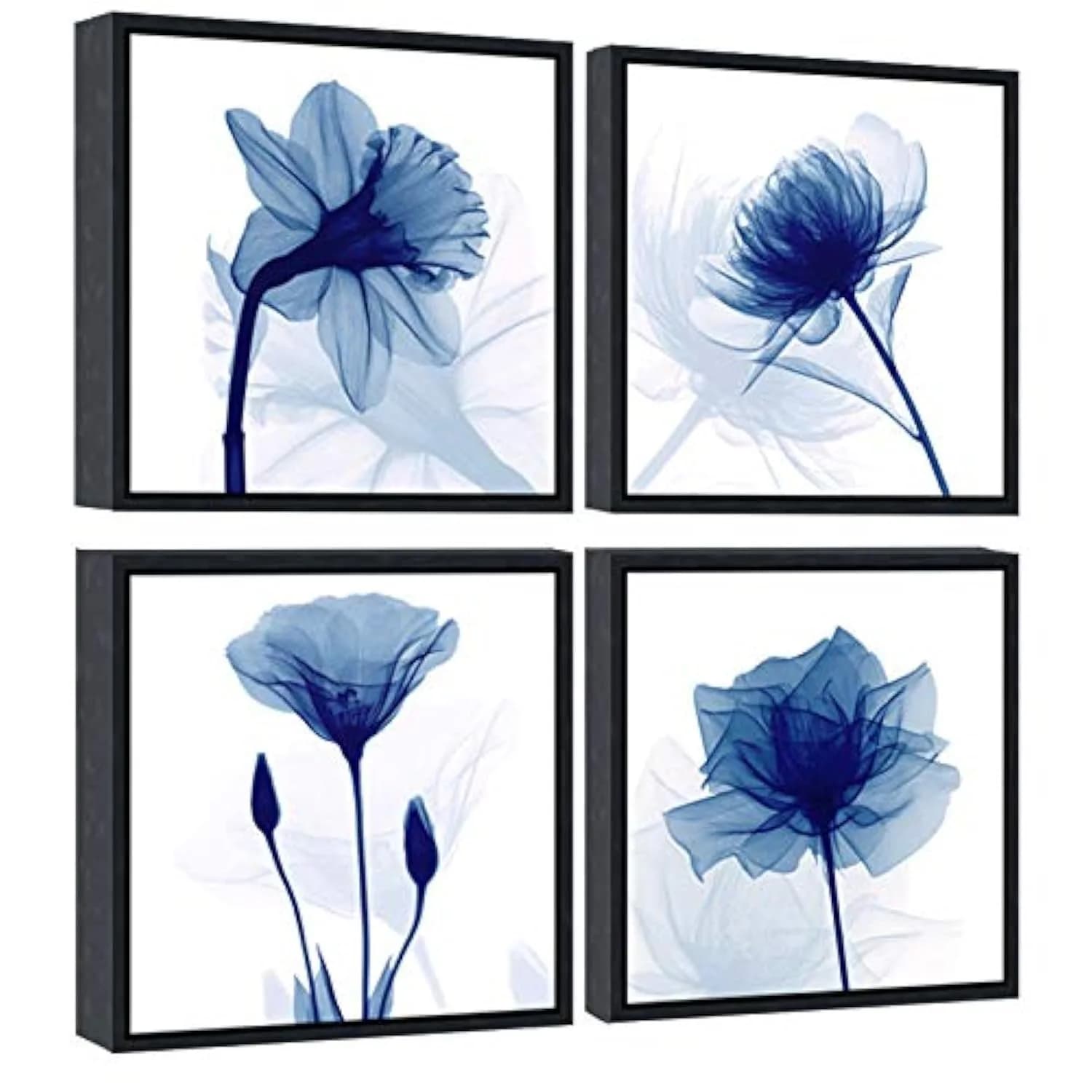 Pyradecor Wall Art 4 Panels | Modern Floral Canvas Artwork for Home & Office — 12"L x 12"W (4pcs)