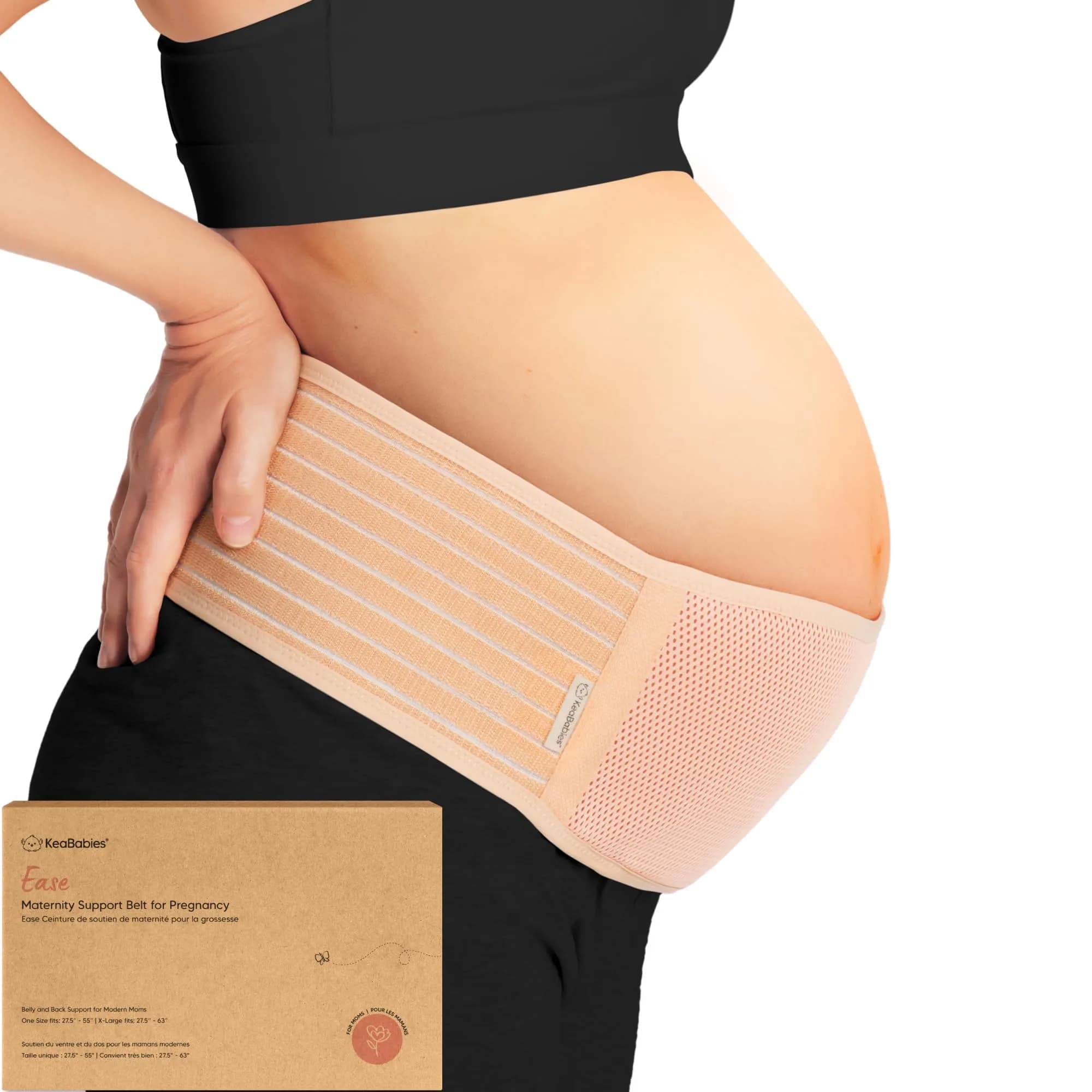 KeaBabies Maternity Belly Band Support Belt M/L Classic Ivory | 360° Ergonomic Support for Pregnancy & Postpartum