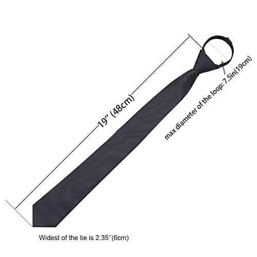 AUSKY 4 Packs Pre-tied Adjustable Zipper Skinny Neckties, 48cm (19in) Long, 6cm (2.35in) Wide | Solid Colors for Men & Boys thumbnail 6