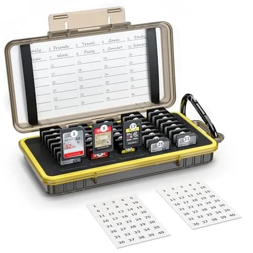Kiorafoto 40 Slot SD Card Holder 203.4mm (8 inches) | Protects SD, MicroSD, CFexpress Type A, PSV, Switch Cards thumbnail 1