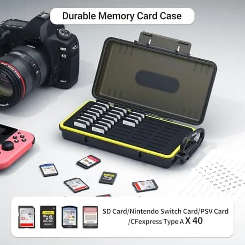 Kiorafoto 40 Slot SD Card Holder 203.4mm (8 inches) | Protects SD, MicroSD, CFexpress Type A, PSV, Switch Cards thumbnail 2
