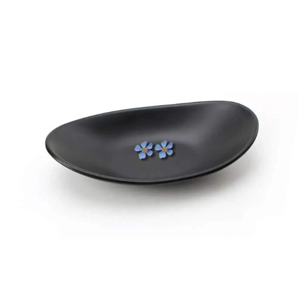 Binoster Jewelry Tray Organizer Oval Black | Elegant Dresser Decor & Key Dish