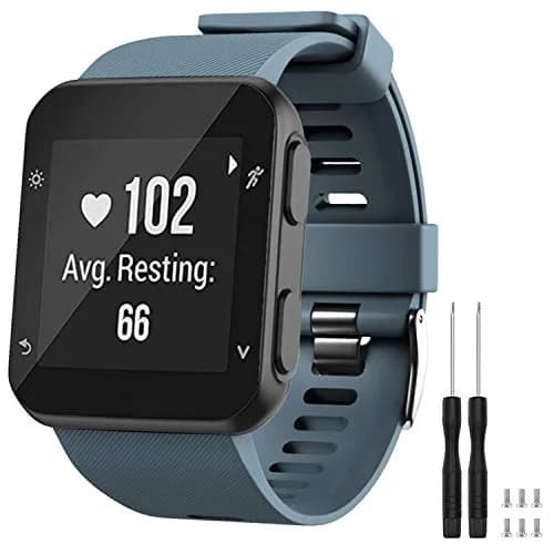 TopPerfekt Silicone Watch Band for Garmin Forerunner 35 | 24mm (0.94 Inch) Slate (Black Buckle) thumbnail 1