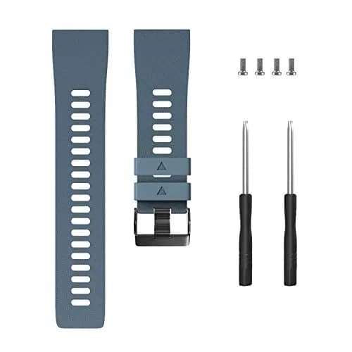 TopPerfekt Silicone Watch Band for Garmin Forerunner 35 | 24mm (0.94 Inch) Slate (Black Buckle) thumbnail 3