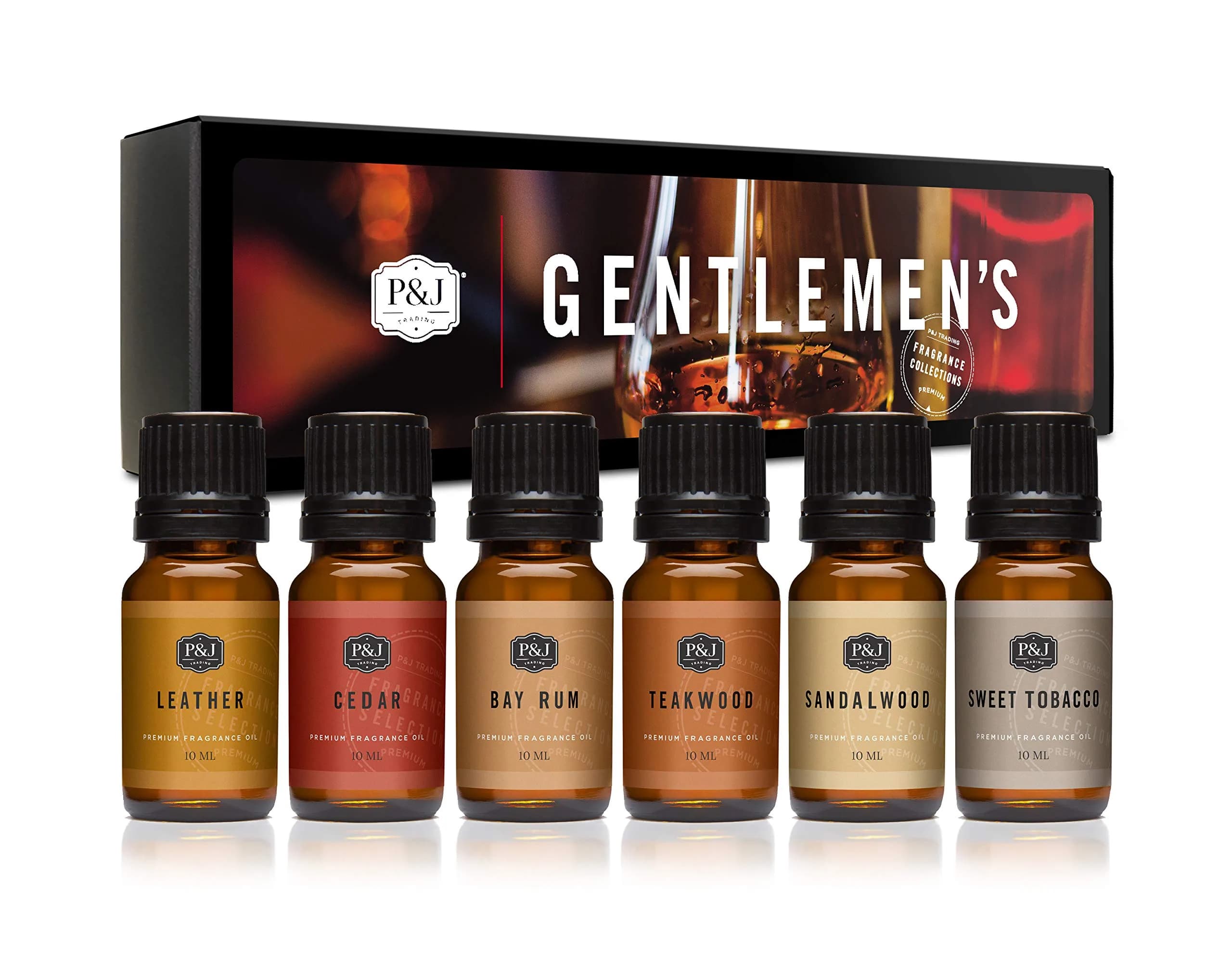 P&J Trading Gentlemen's Set Fragrance Oils for Diffusers & Candle Making, 6 x 10ml Bottles | USA Imported Aromatherapy Scents - main product image