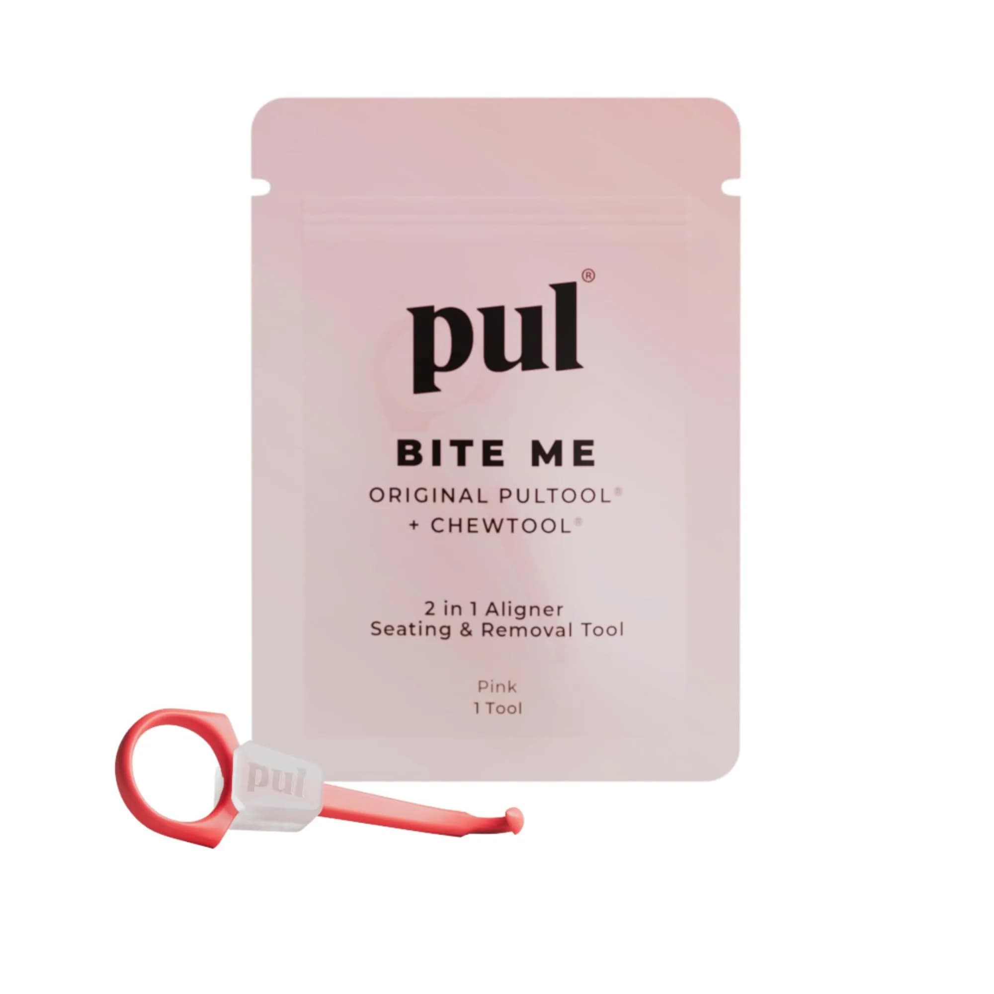 PUL 2-in-1 Aligner Removal Tool and Chewies for Invisalign Aligners, Retainers and Trays - Patented Invisalign Remover Tool for Easy Removal & Secure Fit - Pack of 1, Pink