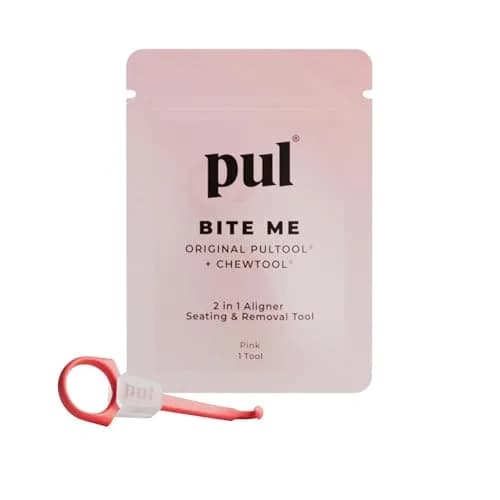 PUL 2-in-1 Aligner Removal Tool and Chewies for Invisalign Aligners, Retainers and Trays - Patented Invisalign Remover Tool for Easy Removal & Secure Fit - Pack of 1, Pink thumbnail 1
