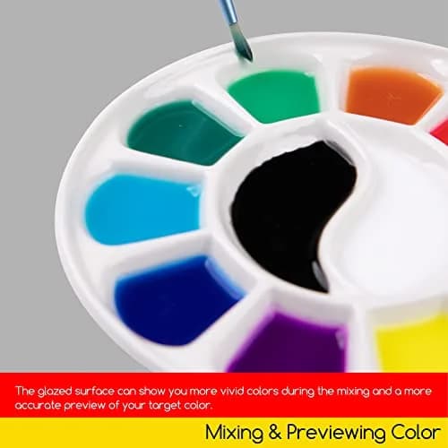MEEDEN 12-Well Round Porcelain Watercolor Paint Palette 7-Inch | Smooth, Non-Staining Surface for Studio & Field thumbnail 5