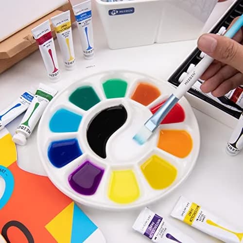 MEEDEN 12-Well Round Porcelain Watercolor Paint Palette 7-Inch | Smooth, Non-Staining Surface for Studio & Field thumbnail 6