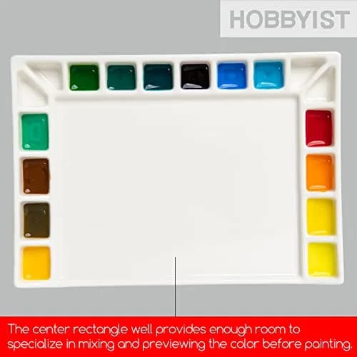 MEEDEN Ceramic Watercolor Paint Palette 18-Well Artist Paint Mixing Tray 21.7cm (0.75in) | Smooth, Non-Staining Porcelain for Vibrant Colors thumbnail 5