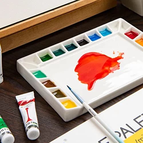 MEEDEN Ceramic Watercolor Paint Palette 18-Well Artist Paint Mixing Tray 21.7cm (0.75in) | Smooth, Non-Staining Porcelain for Vibrant Colors thumbnail 6