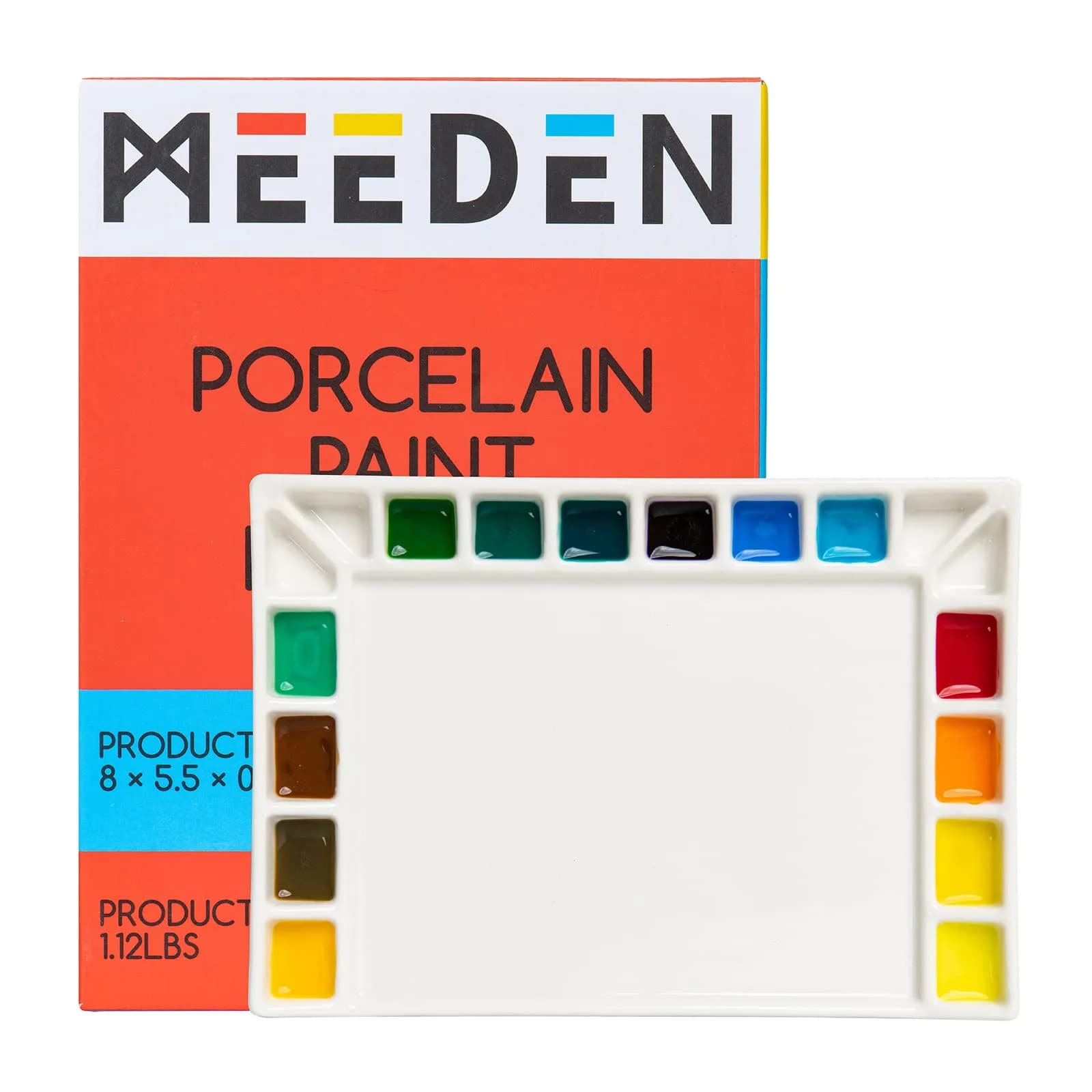 MEEDEN Ceramic Watercolor Paint Palette 18-Well Artist Paint Mixing Tray 21.7cm (0.75in) | Smooth, Non-Staining Porcelain for Vibrant Colors — White