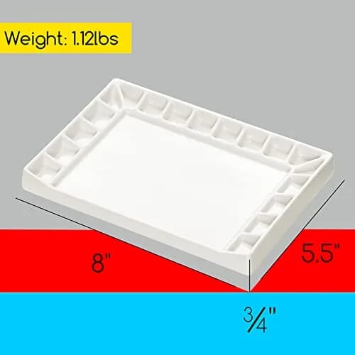 MEEDEN Ceramic Watercolor Paint Palette 18-Well Artist Paint Mixing Tray 21.7cm (0.75in) | Smooth, Non-Staining Porcelain for Vibrant Colors thumbnail 2