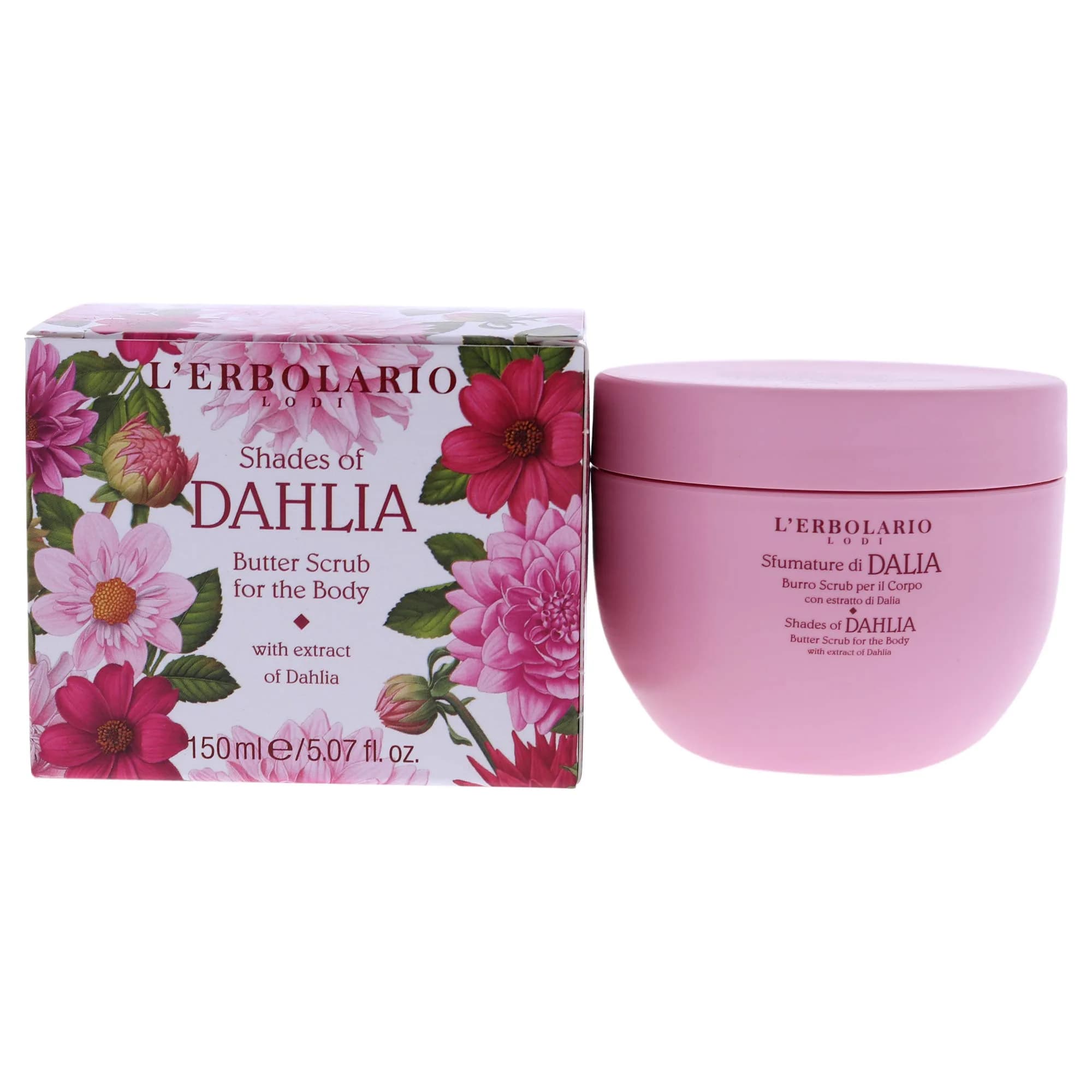 L'Erbolario Shades Of Dahlia Butter Body Scrub 150 ml | Gently Exfoliates & Nourishes — 5.07 Ounce