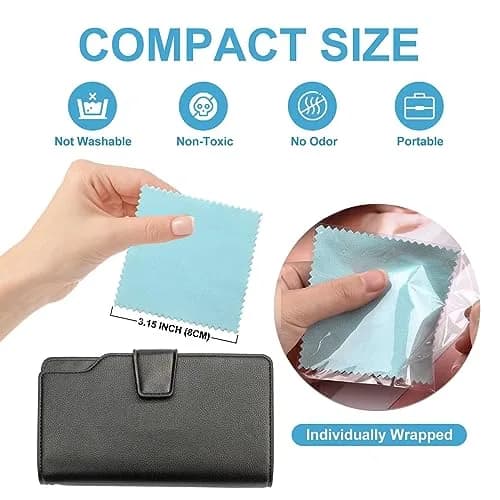 SEVENWELL 50pcs Turquoise Jewelry Cleaning Cloths 8x8cm | Polishes Sterling Silver, Gold, Platinum thumbnail 2