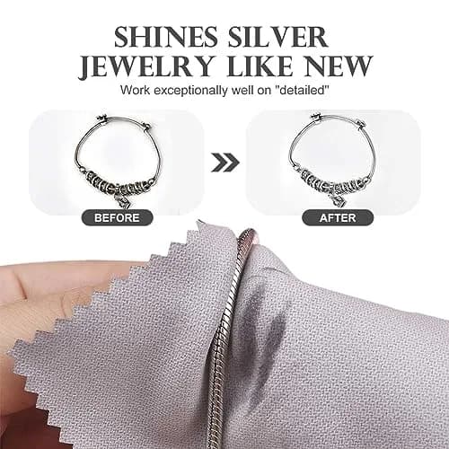 SEVENWELL 50pcs Gray Jewelry Cleaning Cloths 8cm x 8cm | Polishes Sterling Silver, Gold, Platinum thumbnail 3