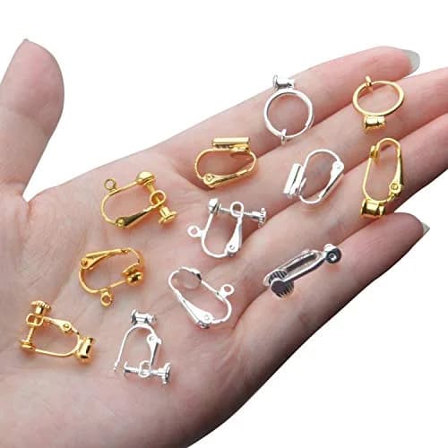 Aylifu Clip-on Earring Converters 12 Pairs (24 Pieces) | 6 Styles Golden & Silver Findings for Non-Pierced Ears thumbnail 7