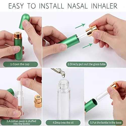 YGDZ Essential Oil Inhaler 5pcs Aluminum with 10 Cotton Wicks | Refillable Personal Nasal Aromatherapy Tubes thumbnail 4