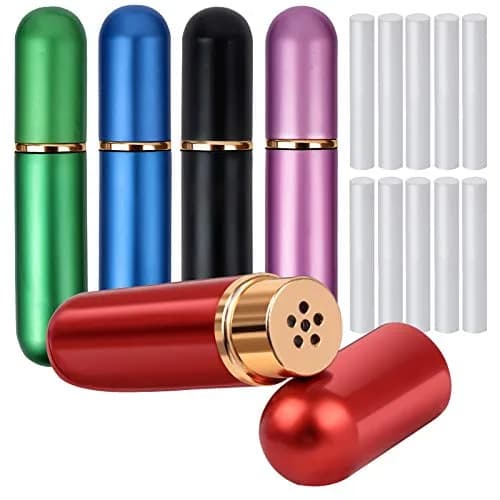 YGDZ Essential Oil Inhaler 5pcs Aluminum with 10 Cotton Wicks | Refillable Personal Nasal Aromatherapy Tubes thumbnail 1
