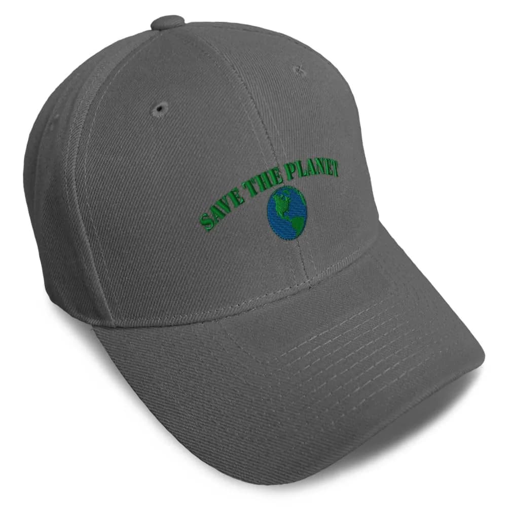 Speedy Pros Baseball Cap Earth Flag Style White Design | Adjustable, Breathable & Durable — Dark Grey Design Only