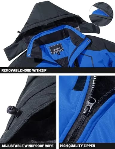 TACVASEN Men's Ski Jacket Winter Waterproof Snow Coat XX-Large | Hooded Fleece Lined with 5 Pockets thumbnail 4