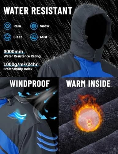 TACVASEN Men's Ski Jacket Winter Waterproof Snow Coat XX-Large | Hooded Fleece Lined with 5 Pockets thumbnail 2