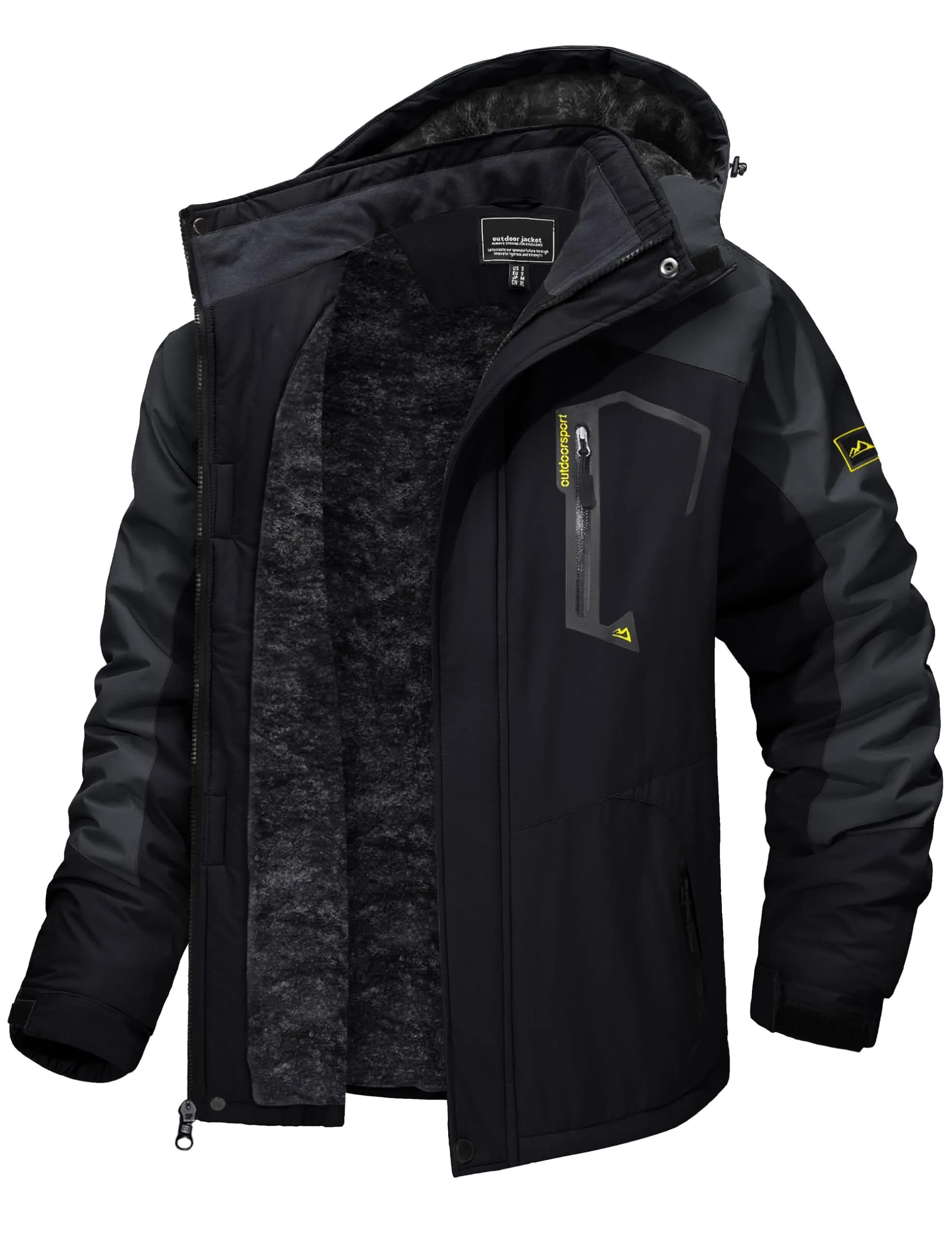 TACVASEN Men's Warm Ski Jacket with Fleece Lining & Detachable Hood XL | Waterproof Windproof Winter Coat - main product image