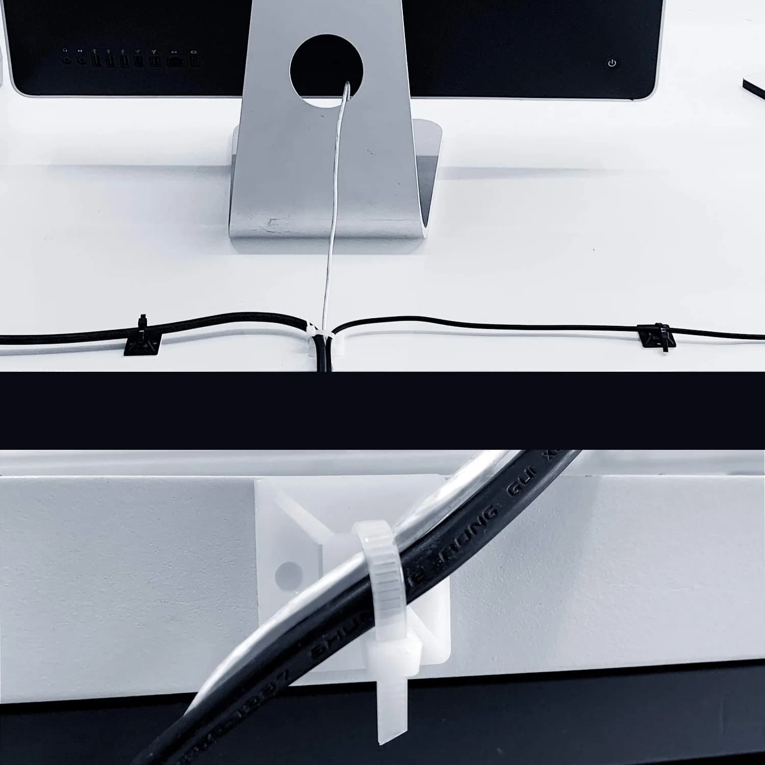 HUASAI Black 100 Pack Cable Tie Mounts with Zip Ties | Organize Wires Indoors & Outdoors - view 6