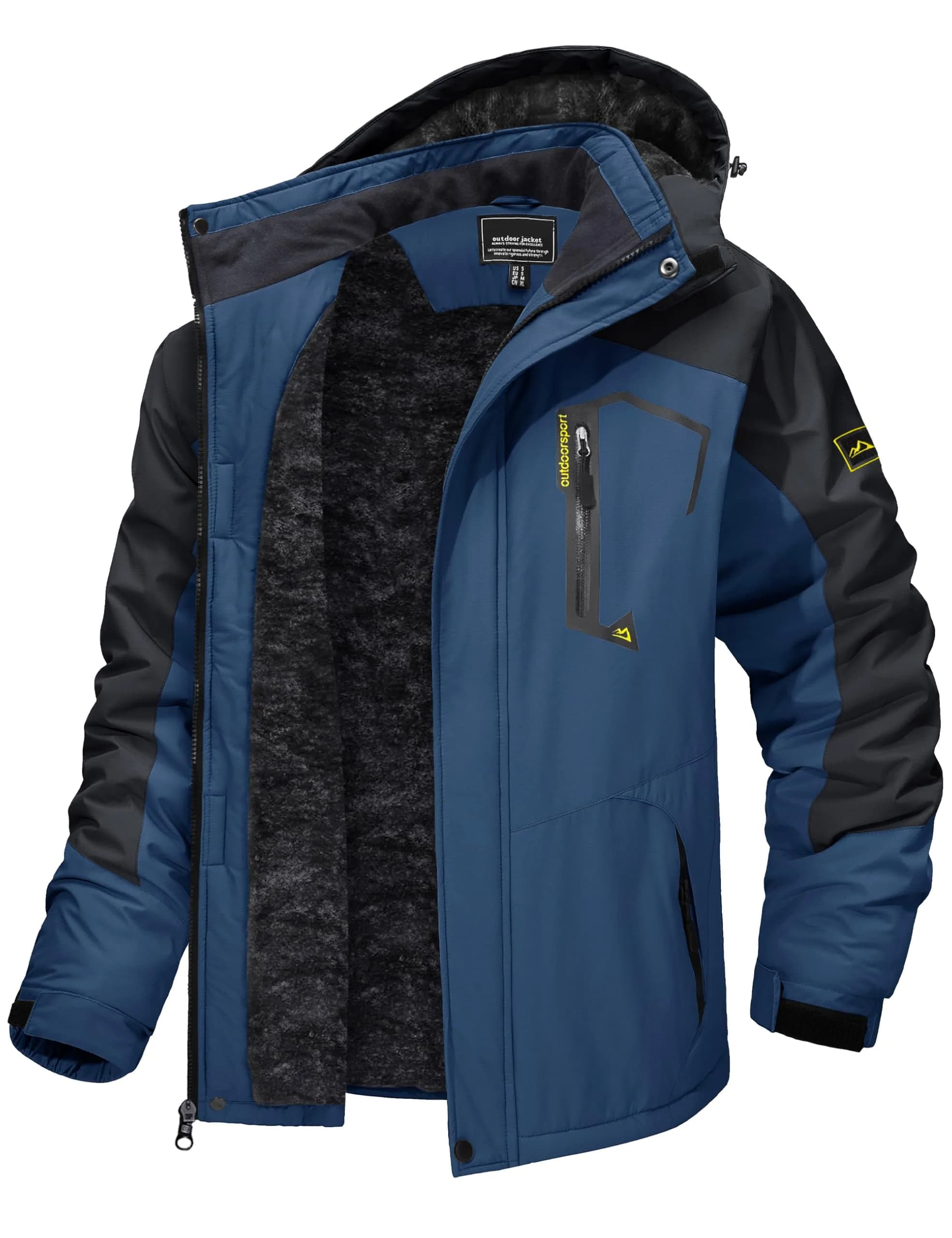 TACVASEN Men's Waterproof Ski Snowboarding Jacket with Fleece Lining, Denim Blue, Large | Warm Winter Coat for Cold Weather Sports - main product image