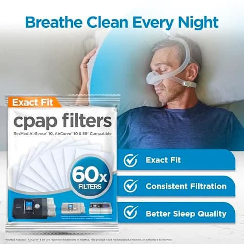 RespLabs CPAP Filters for ResMed AirSense 10 & AirCurve 10 - 60 Pack Disposable Replacement Filters | 1+ Year Supply thumbnail 6