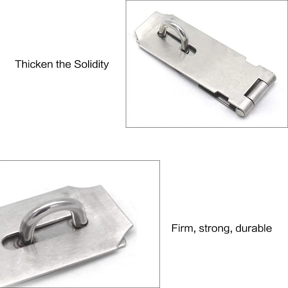 VIDYSUFYR 3 Inch Stainless Steel Padlock Hasp Latch 2-Pack | Heavy Duty Security for Gates & Doors thumbnail 4