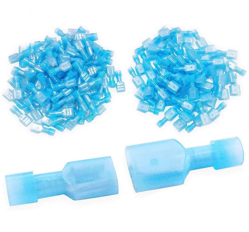 MCIGICM 16-14 Gauge Spade Disconnect Wire Connectors 200 Pcs | Fully Insulated Nylon Terminals for Electrical Wiring